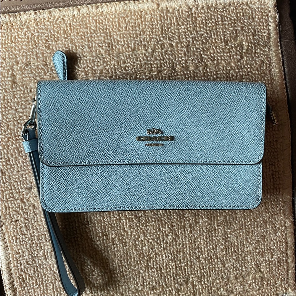 Lite blue Coach wristlet